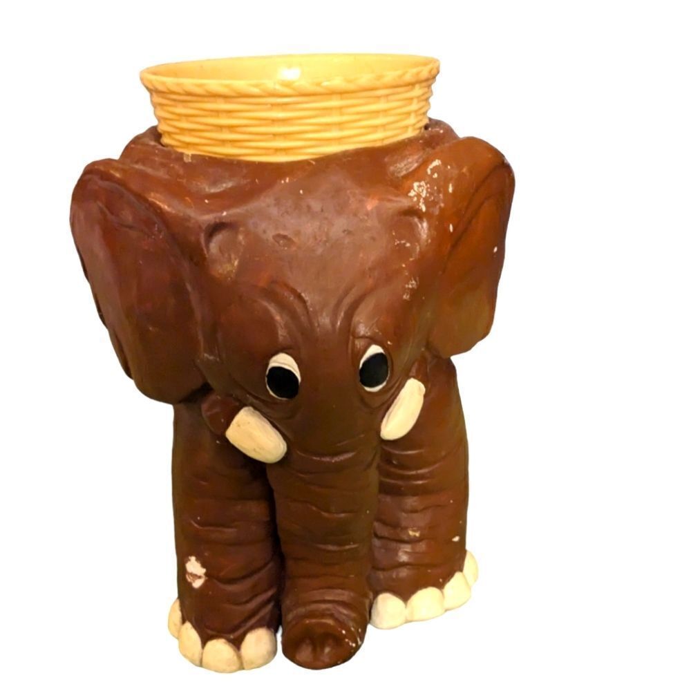 Vintage‎ large handpainted brown elephant flower pot 🐘🌷